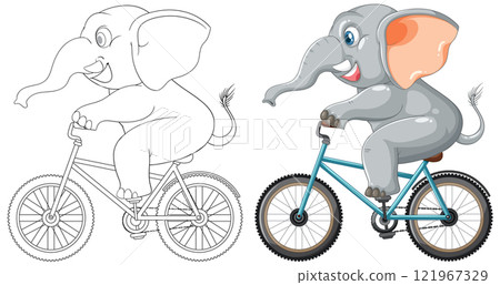 Elephant Riding a Bicycle Illustration 121967329