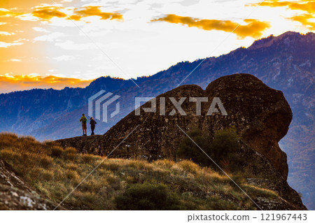 Tourists in mountains Meteora Greece 121967443
