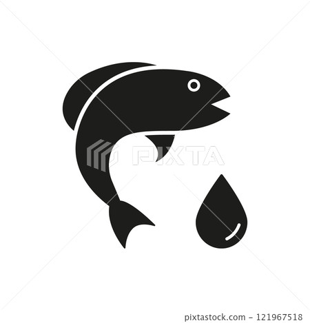 Fish Oil Omega 3 Silhouette Icon. Healthy Nutritional Natural Supplement For Wellness And Health Glyph Icon. Isolated Vector Illustration 121967518