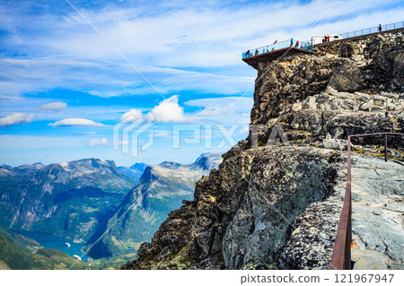 Mountains landscape with Dalsnibba viewpoint, Norway Mountains landscape with Dalsnibba viewpoint, Norway 121967947