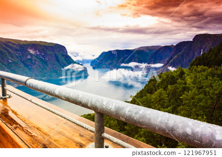Fjord landscape at Stegastein viewpoint Norway Fjord landscape at Stegastein viewpoint Norway 121967951