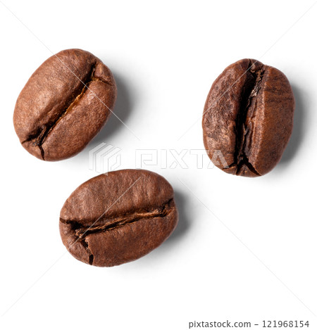 Freshly roasted coffee beans on a white background 121968154