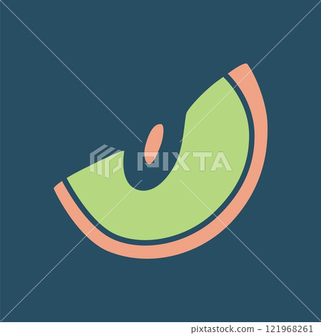 Apple slice doodle icon hand drawn in a modern minimalistic style and colored 121968261