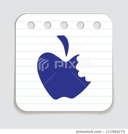 Apple doodle icon hand drawn with blue pen on a notepaper in flat style Apple doodle icon hand drawn with blue pen on a notepaper in flat style 121968274