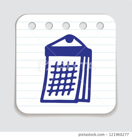 Doodle calendar schedule icon hand drawn with blue pen on a notepaper Doodle calendar schedule icon hand drawn with blue pen on a notepaper 121968277
