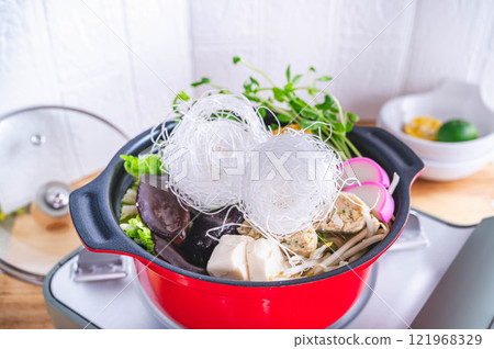 Chicken and soy milk hotpot Chicken and soy milk hotpot 121968329
