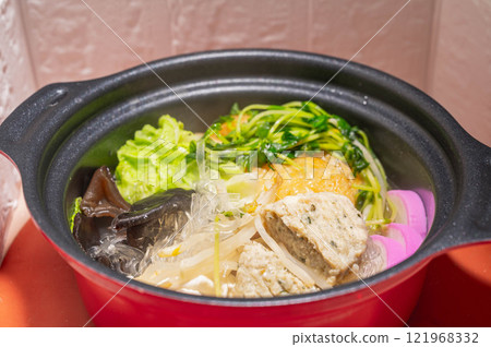 Healthy chicken and soy milk hotpot 121968332