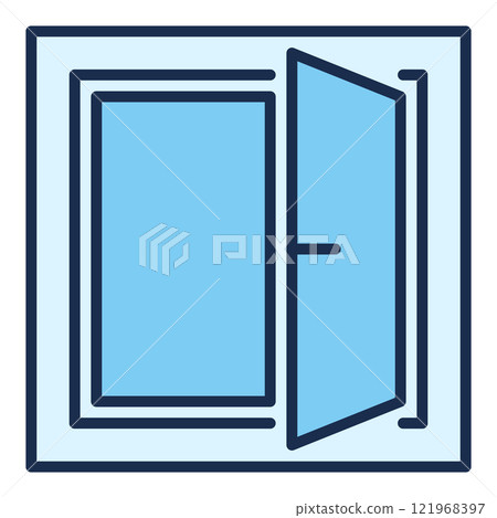 Minimalist Opened Window vector blue icon or design element 121968397
