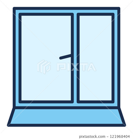 Opened Glass Frame vector Window blue icon or sign 121968404