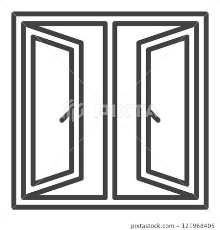 Opened Glass Window vector icon or sign in thin line style 121968405