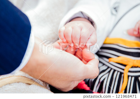 Hold the baby's hand Hold the baby's hand 121968471