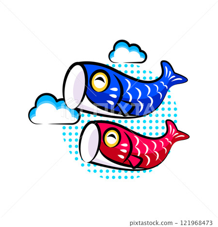 兒童節鯉魚旗|可用的季節活動素材系列（春季）|流行一點插畫 121968473