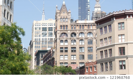 New York City Manhattan Midtown street architecture. Empire State building, american skyscraper, USA New York City Manhattan Midtown street architecture. Empire State building, american skyscraper, USA 121968768