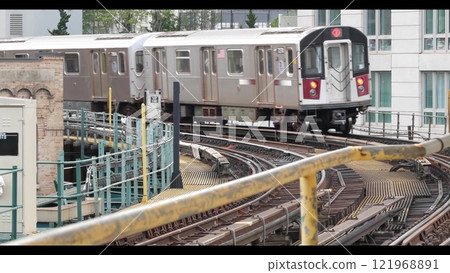 New York subway station. Metro train on metropolitan platform, United states public transportation. New York subway station. Metro train on metropolitan platform, United states public transportation. 121968891