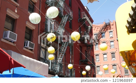New York City Manhattan Chinatown street building. Chinese culture, Little China ethnic district USA New York City Manhattan Chinatown street building. Chinese culture, Little China ethnic district USA 121968897