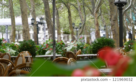 New York City, Manhattan Midtown Bryant Park with Public library, 42 street and Fifth 5 avenue, USA. 121969032