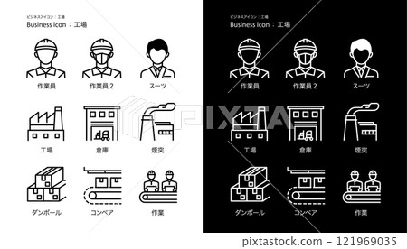Simple "factory" icon/pictogram vector set 121969035