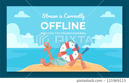 Hand drawn flat boat party twitch background 121969115