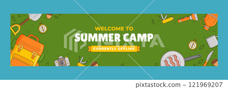 Hand drawn summer camping twitch banner template Hand drawn summer camping twitch banner template 121969207