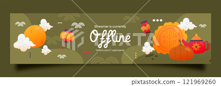 Hand drawn twitch banner template for mid autumn festival celebration Hand drawn twitch banner template for mid autumn festival celebration 121969260