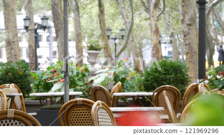 New York City, Manhattan Midtown Bryant Park with Public library, 42 street and Fifth 5 avenue, USA. 121969296