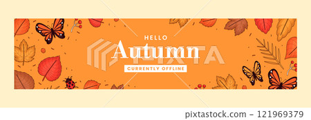 Hand drawn twitch banner template for autumn celebration 121969379