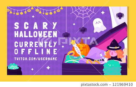 Flat halloween twitch background Flat halloween twitch background 121969410