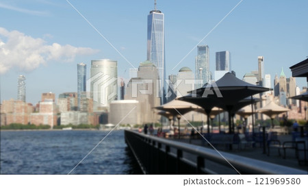 New York City waterfront skyline, Manhattan Downtown Financial district, World Trade Center cityscape New York City waterfront skyline, Manhattan Downtown Financial district, World Trade Center cityscape 121969580