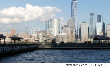 New York City waterfront skyline, Manhattan Downtown Financial district, World Trade Center cityscape New York City waterfront skyline, Manhattan Downtown Financial district, World Trade Center cityscape 121969582