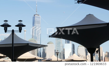 New York City waterfront skyline, Manhattan Downtown Financial district, World Trade Center cityscape New York City waterfront skyline, Manhattan Downtown Financial district, World Trade Center cityscape 121969633