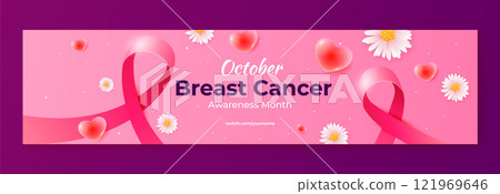 Realistic breast cancer awareness month twitch banner Realistic breast cancer awareness month twitch banner 121969646