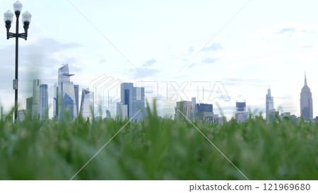 New York City waterfront skyline, Manhattan Midtown cityscape Hudson Yards skyscrapers. New Jersey. New York City waterfront skyline, Manhattan Midtown cityscape Hudson Yards skyscrapers. New Jersey. 121969680
