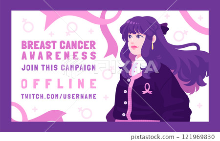 Flat breast cancer awareness month twitch background 121969830
