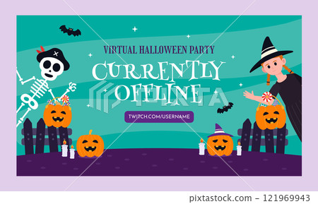 Flat halloween twitch background 121969943