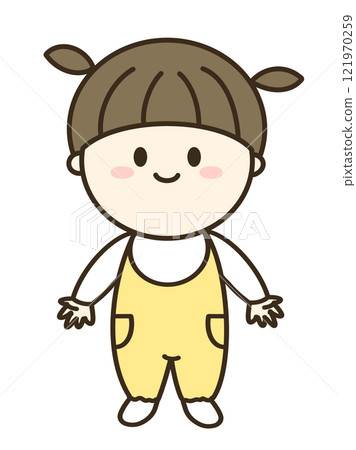 A simple illustration of a smiling girl 121970259
