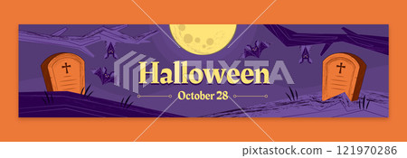 Hand drawn vintage halloween twitch banner Hand drawn vintage halloween twitch banner 121970286