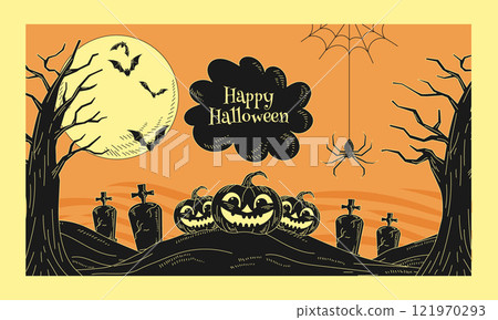 Hand drawn vintage halloween twitch background 121970293