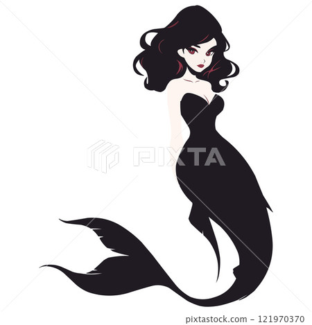 beautiful mermaid insilhouette 121970370