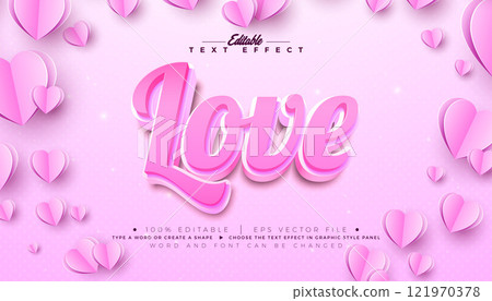 Love 3D Text Effect Design Editable and Scalable Vector Graphic Style Effect with Heart and Typography Lettering on Pink Background. Premium Valentines Day and Wedding Theme Illustration Mockup Love 3D Text Effect Design Editable and Scalable Vector Graphic Style Effect with Heart and Typography Lettering on Pink Background. Premium Valentines Day and Wedding Theme Illustration Mockup 121970378