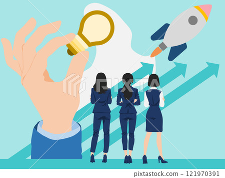 Illustration of a businesswoman starting a new business Illustration of a businesswoman starting a new business 121970391