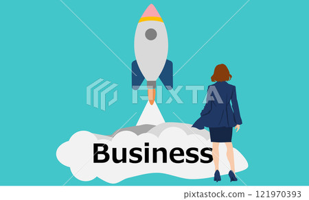 Illustration of a businesswoman starting a new business Illustration of a businesswoman starting a new business 121970393