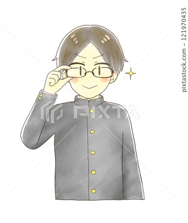 A motivated male student wearing glasses 121970435