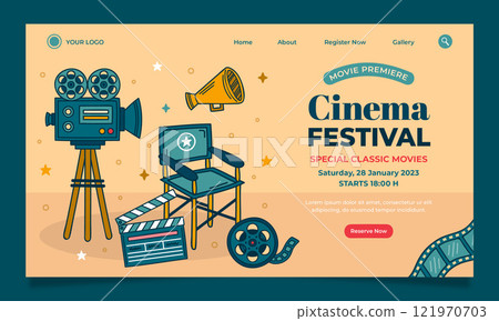 Cinema and movie festival landing page template 121970703
