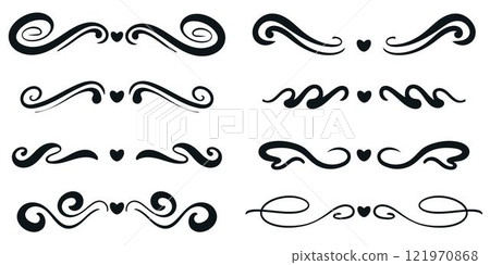 Text dividers with hearts, hand drawn Text dividers with hearts, hand drawn 121970868