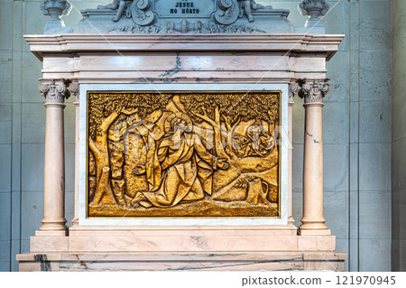 Interior of Sanctuary of Fatima, Portugal. Basilica of Our Lady of the Rosary, Basilica de Nossa Senhora do Rosario 121970945