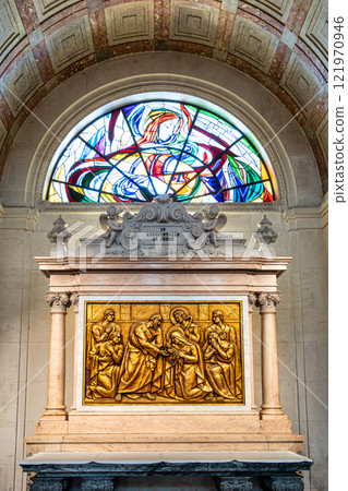 Interior of Sanctuary of Fatima, Portugal. Basilica of Our Lady of the Rosary, Basilica de Nossa Senhora do Rosario 121970946