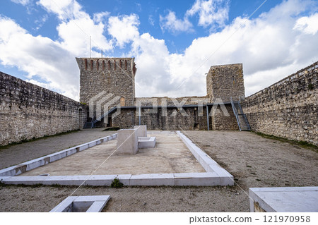 The medieval Castle of Ourem Santarem in Portugal. Palace and fortress, located on top of the town of Ourem The medieval Castle of Ourem Santarem in Portugal. Palace and fortress, located on top of the town of Ourem 121970958