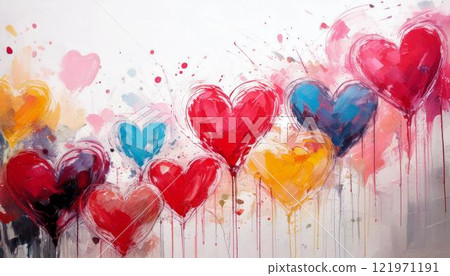 Heart painted with paint 121971191