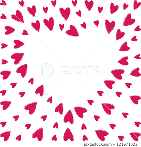 Heart shape hearts Frame border in red. St Valentine Day Template Copy space Transparent background 121971322