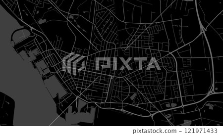 Map of Esbjerg, Denmark. Black and white city map, metropolitan area. 121971433